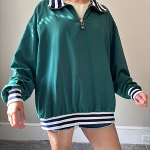 Vintage Duck Head Tour Zip Pullover‎ Men's Large Long sleeve stripe Windbreager